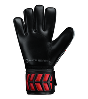 Guantes de portero de futbol para niños Elite Spider negro rojo spiderman, diseño ligero con palma de látex alemán, protección con varillas en los dedos, corte clásico, dorso transpirable y cierre elástico ajustable unokeeper.