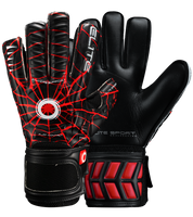 Guantes de portero de futbol para niños Elite Spider negro rojo spiderman, diseño ligero con palma de látex alemán, protección con varillas en los dedos, corte clásico, dorso transpirable y cierre elástico ajustable unokeeper.