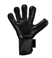 Guantes de portero de futbol Elite Sport Azteca Negro Dorado con palma de látex alemán ES-V, corte NRoll de ajuste ceñido, dorso reforzado con espuma, varillas removibles en los dedos y cierre elástico de 5 cm para soporte total unokeeper.