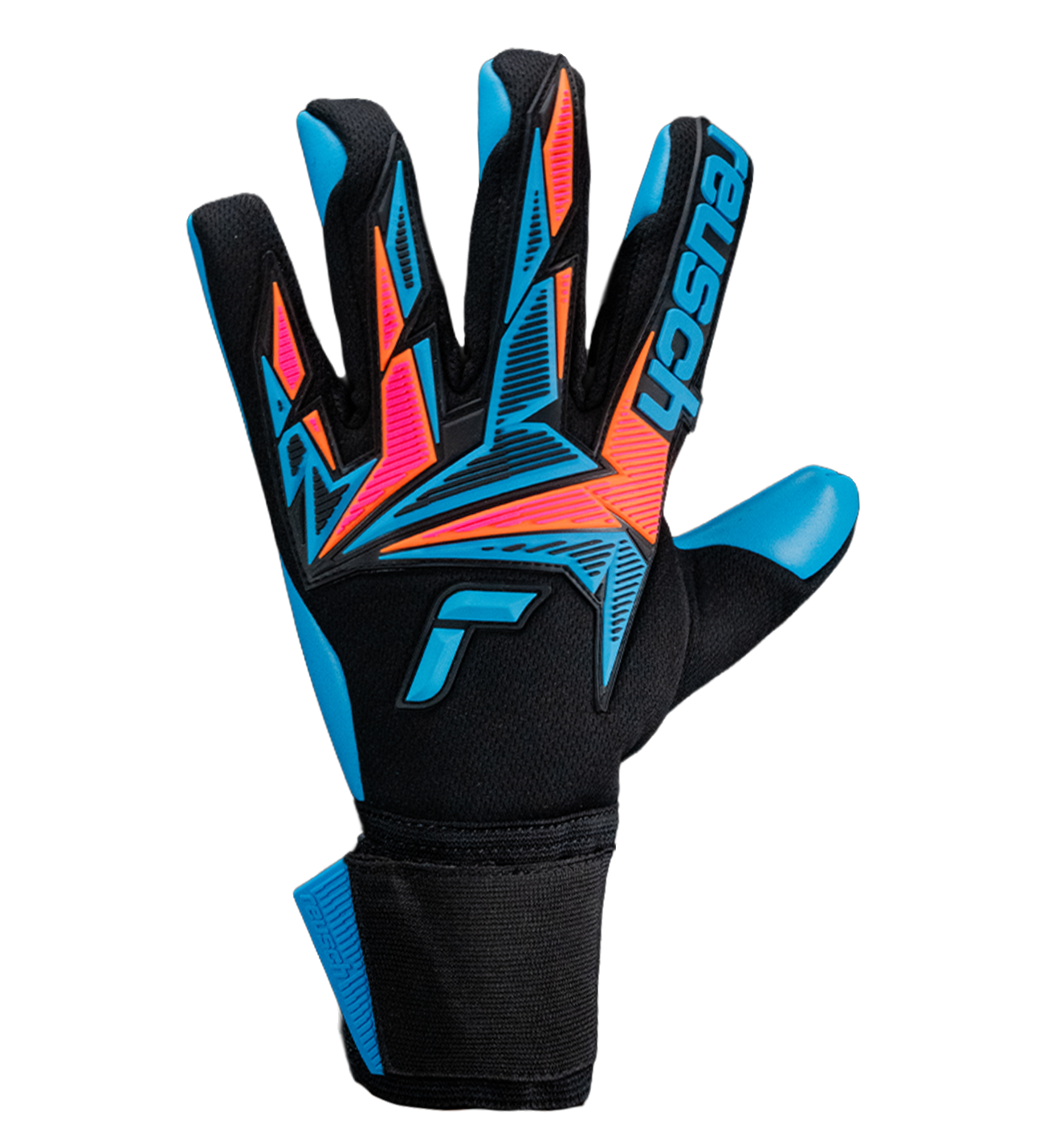 Aqua Blue con palma Aqua de alto agarre en mojado, corte Negative Evolution para ajuste tipo segunda piel, dorso Freegel flexible y cierre elástico seguro. Máximo control y rendimiento profesional en cualquier condición.