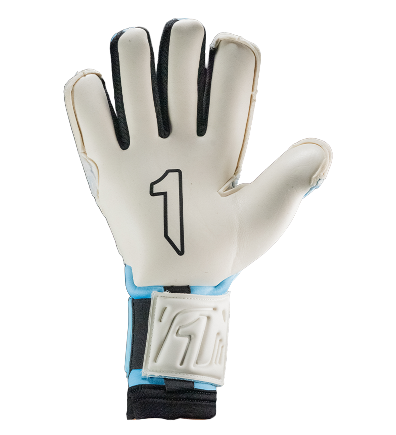 Guantes de portero Rinat Egotiko X Pro Azul con palma AXG de alto agarre, corte EVO híbrido y dorso con aplicaciones de látex y gel. Ajuste seguro y comodidad profesional para cualquier condición.