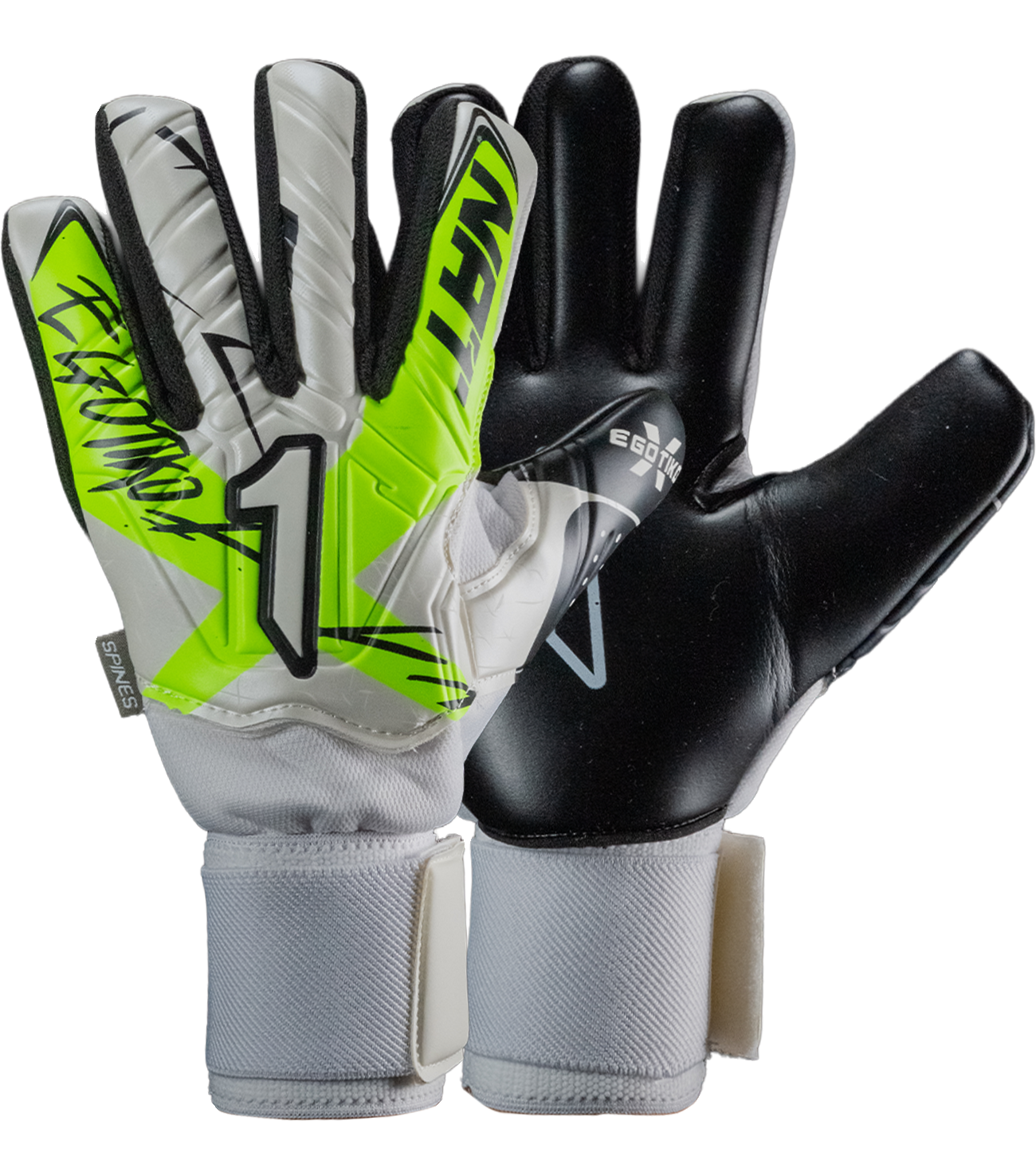 Verde con palma Gecko Grip resistente, corte negativo para ajuste ceñido, dorso con protección en dedos y cierre elástico reforzado. Ideal para porteros que inician y entrenamientos en canchas abrasivas.