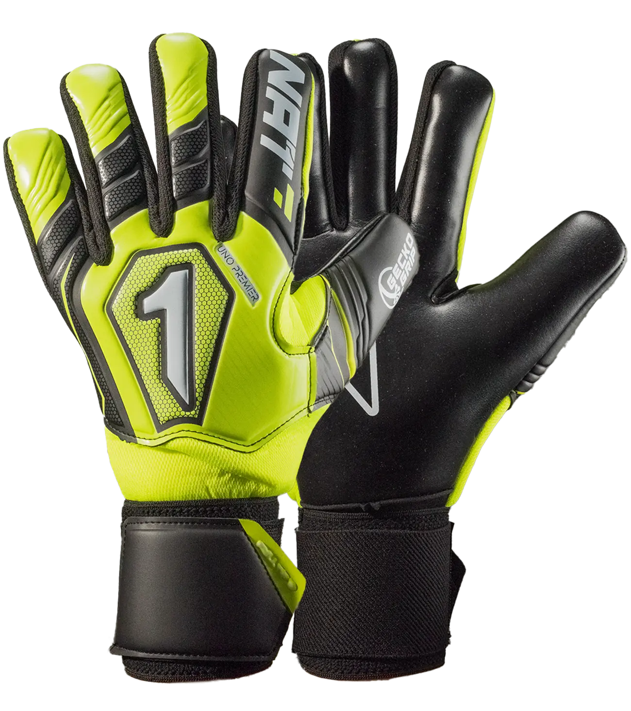 Guantes de portero Rinat Uno Premier Training amarillo neón/negro — par completo | UnoKeeper