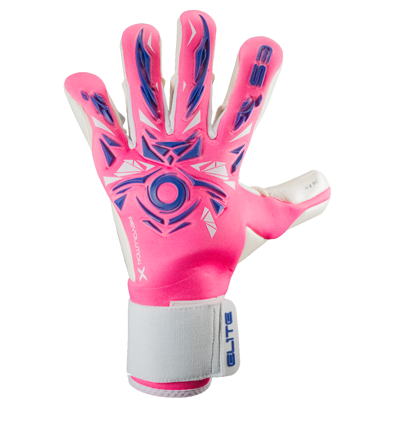 Guantes de portero Elite Revolution X BC con palma Ultra GTech Pro de 4 mm para agarre profesional, corte Flash X negativo con ajuste preciso, dorso Hybrid CR con goma 3D para protección y flexibilidad, y cierre elástico seguro ideales para jugar en cualquier condición climática.