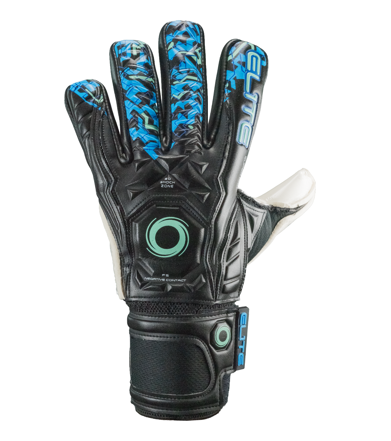 Guantes de portero Elite Supreme N Black con palma Ultra GTech de 4 mm para máximo agarre y control, corte negativo AVM™, dorso BGS Shock Zone y Air Ventilation, varillas removibles en los dedos y cierre elástico 360°. Estabilidad y seguridad, cualquier condición climática.