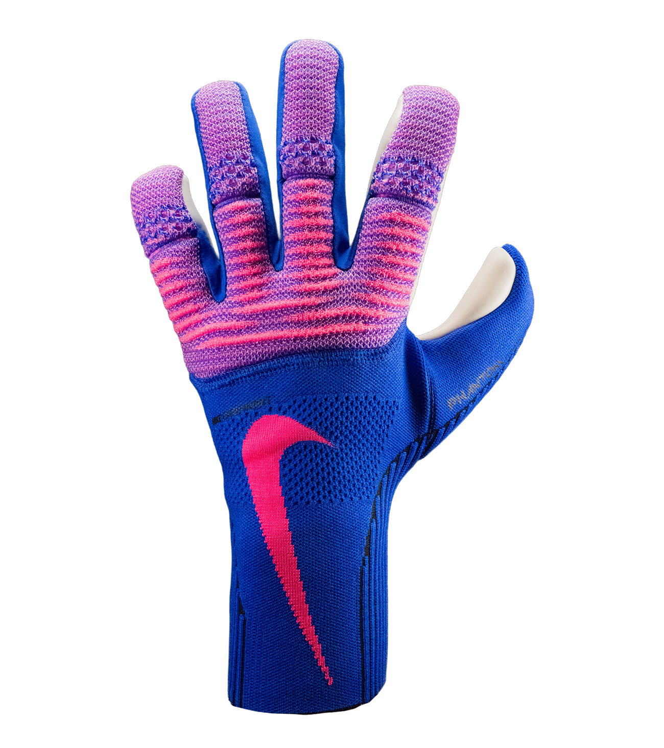 Guantes de portero Nike Phantom Dynamic Fit con palma Contact Plus de 4 mm y tecnología ACC para máximo agarre en seco y mojado, corte híbrido negativo Grip3 para ajuste preciso y dorso GripKnit flexible. Control y rendimiento profesional en cualquier condición.