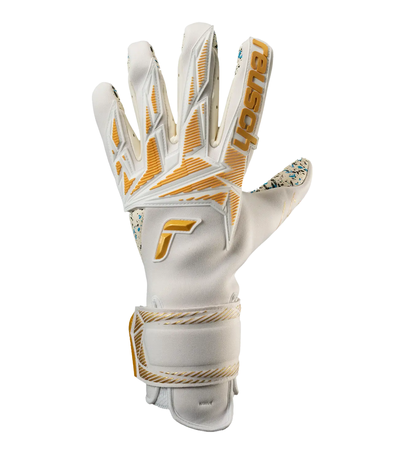 Guantes de portero Reusch Unai World Champion Glove blanco/dorado — dorso del guante | UnoKeeper