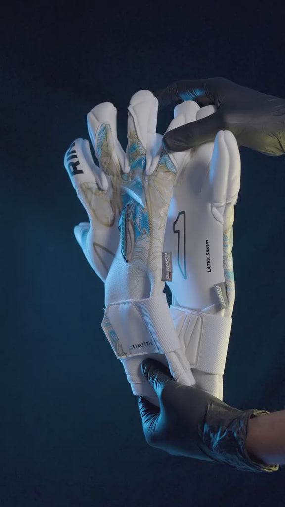 Video Guantes de Portero Rinat Asimetrik Aero Pro Blanco / Azul