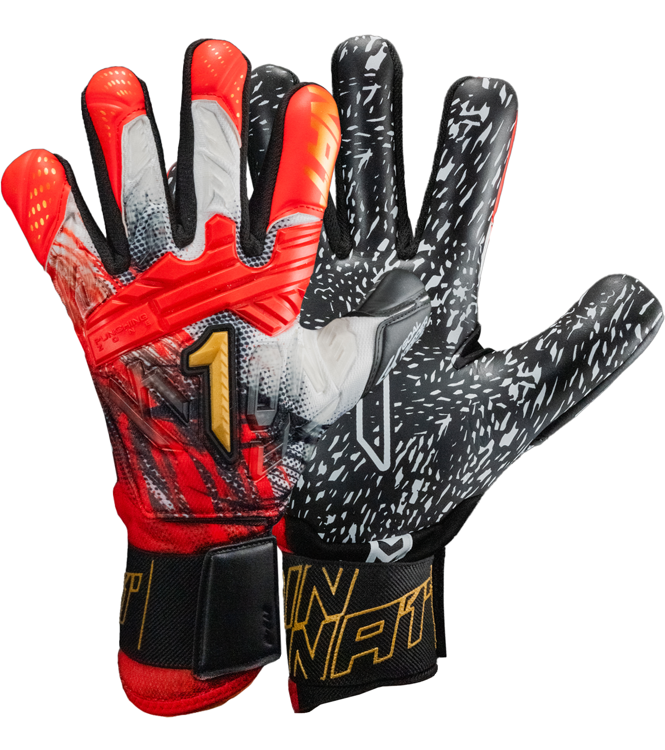 Guantes de Portero Rinat Fiera  Prime Spine    (Varilla ) Rojo/Negro/  Blanco
