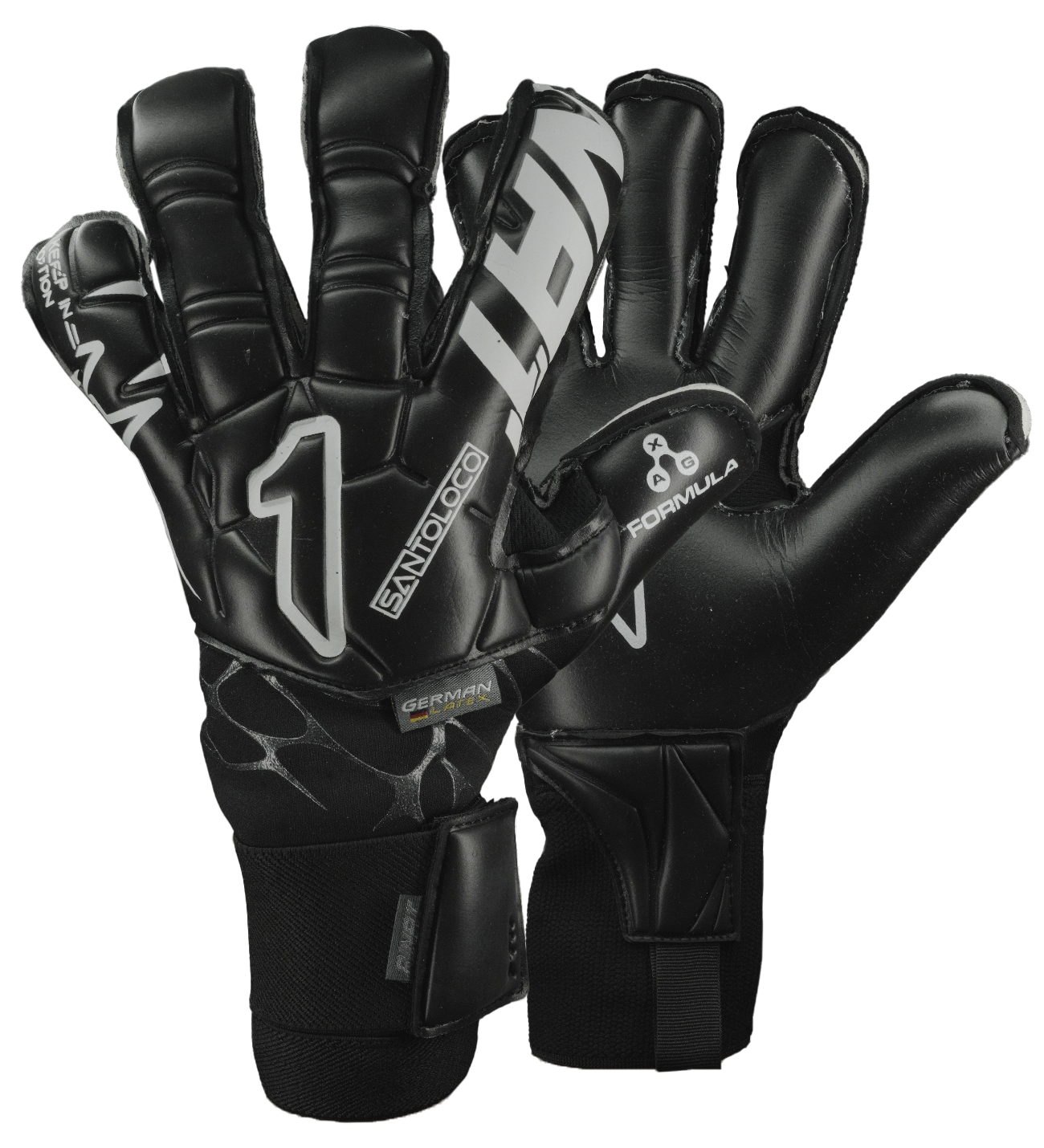 Guantes de portero de futbol Santoloco Pro Negro unokeeper 0