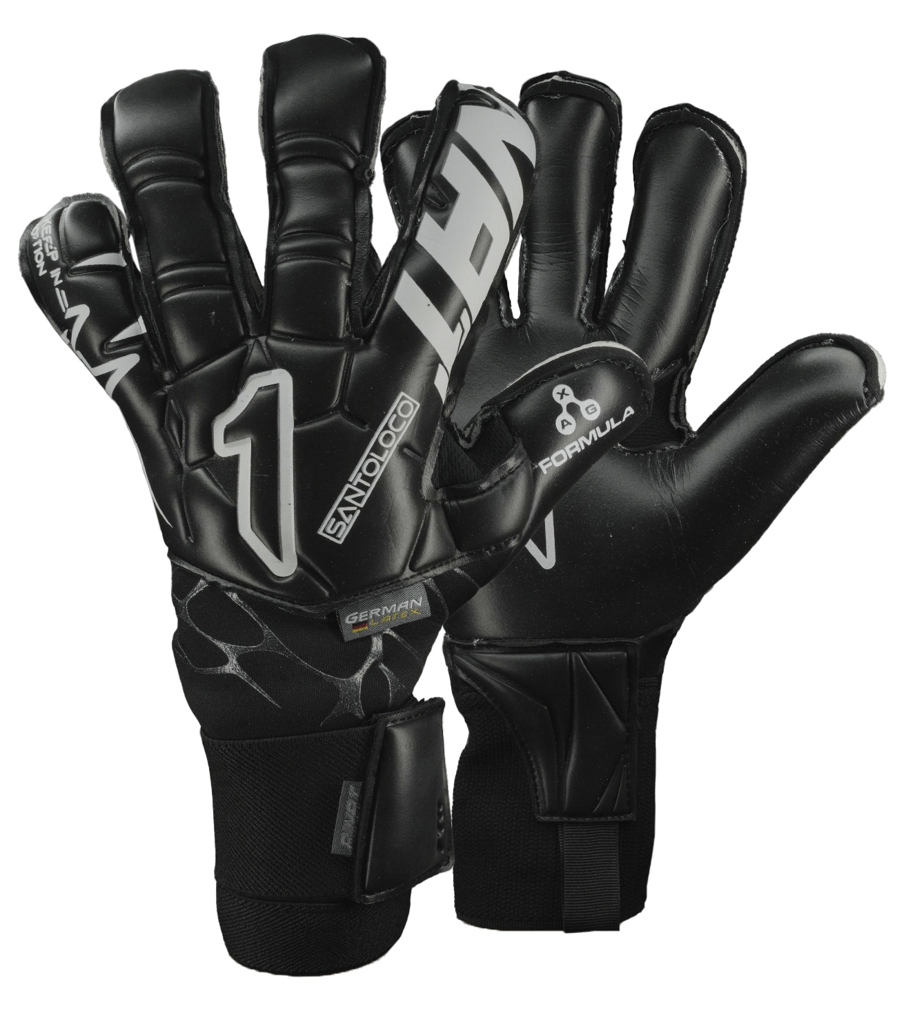 Guantes de portero de futbol Santoloco Pro Negro unokeeper 0