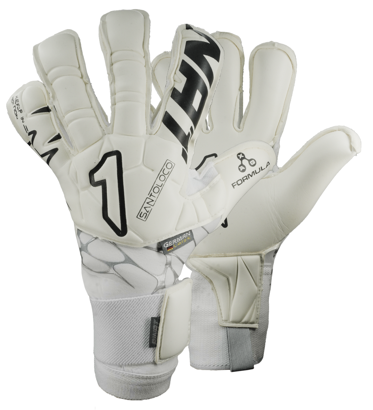 Guantes de portero de futbol Santoloco Pro blanco unokeeper 0