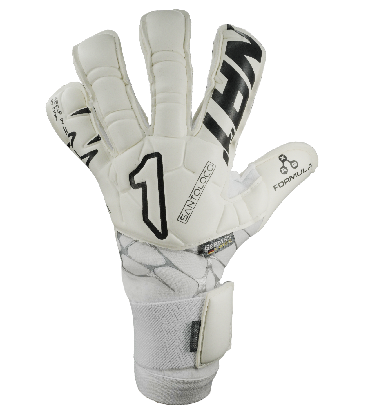 Guantes de portero de futbol Santoloco Pro blanco unokeeper 3