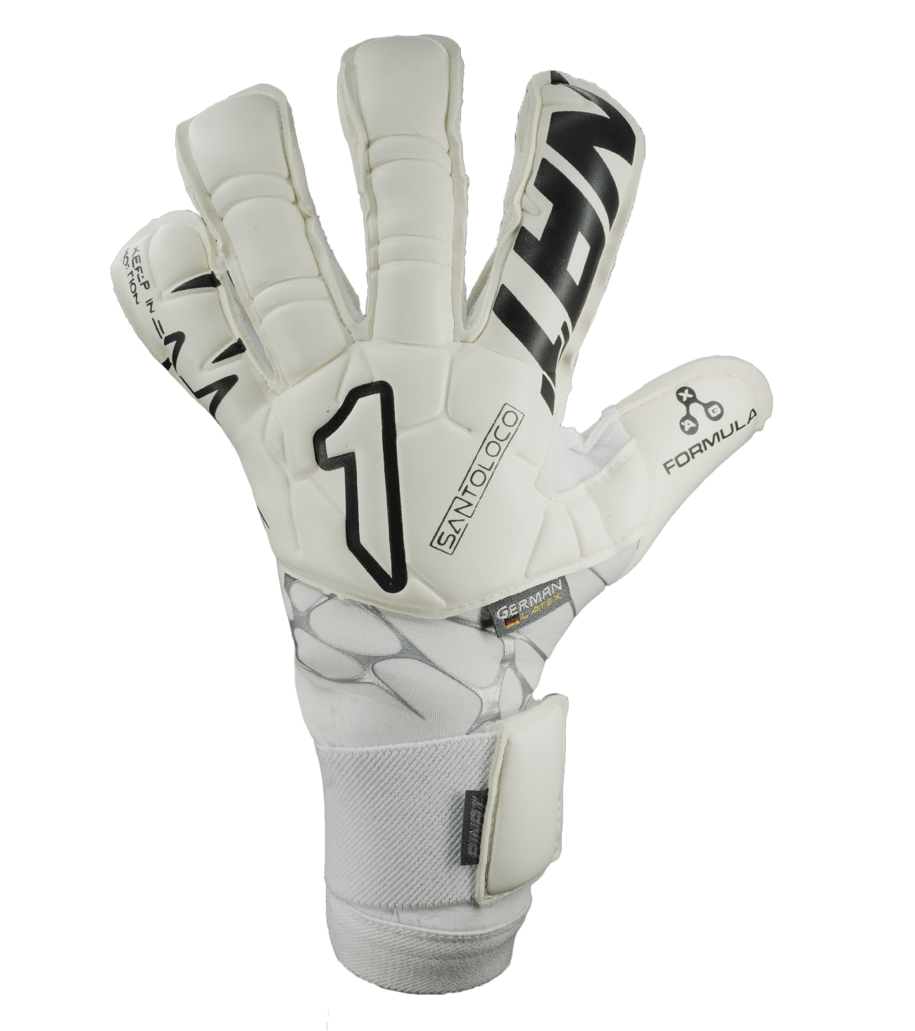 Guantes de portero de futbol Santoloco Pro blanco unokeeper 3