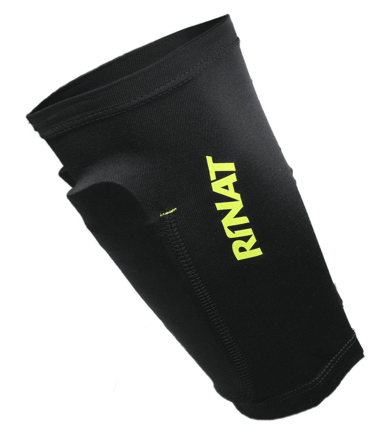 Cuenta con una forma tubular anatómica que se adapta a la pierna como una segunda piel, permitiendo que la espinillera permanezca estable sin limitar la movilidad.
Su diseño es minimalista y deportivo, con el logo Rinat en color amarillo fluorescente, aportando estilo y visibilidad dentro del terreno de juego.